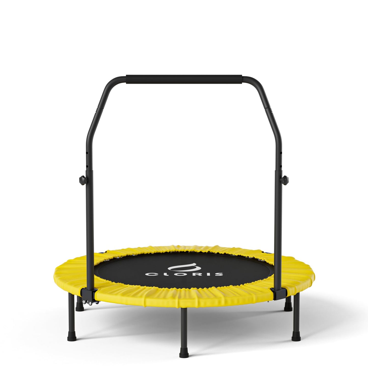CLORIS 38in/40in/48in Folding Trampoline Mini Rebounder Fitness Trampoline with Adjustable Foam Handle for Kids/Adult, with safty Padded Cover Best Gift for Kids/Adult (Yellow)โฆ (40in-Yellow)