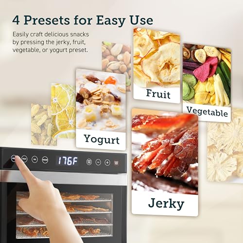 COSORI Food Dehydrator for Jerky, Large Drying Space with 6.48ftΒ², 600W Dehydrator Machine, 6 Stainless Steel Trays, 48H Timer, 165Β°F Temperature Control, Yogurt Maker, for Herbs, Meat, Fruit