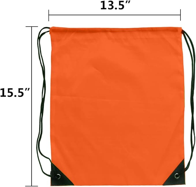 GoodtoU Draw String Sport Bag 24 Pcs Draw String Back Sack Drawstring Gym Bag Cinch Bag (Orange Green)