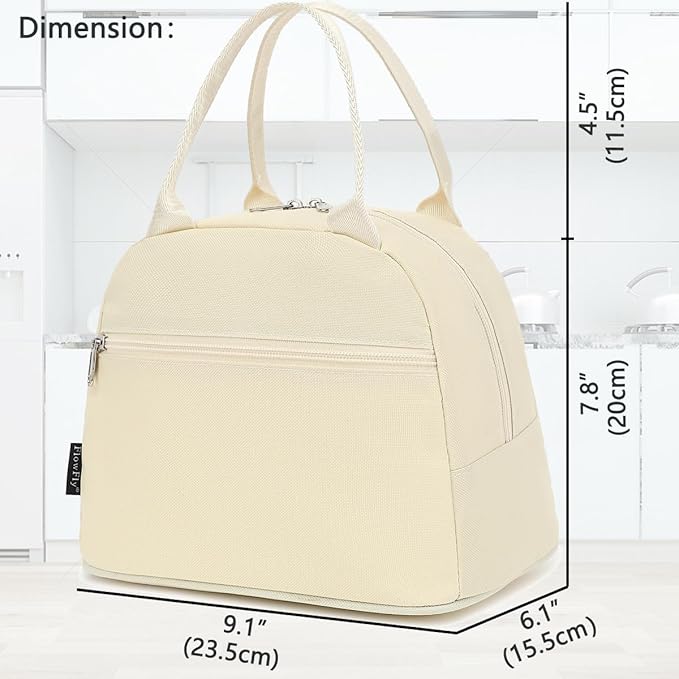 FlowFly Insulated Lunch Cooler Bag - Tote Organizer for Women/Men, Beige