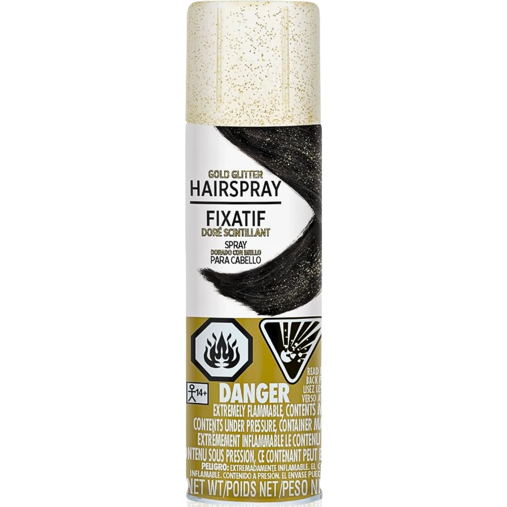 Hypo-Allergenic Glitter Gold Hair Spray - 3 Oz. - Perfect Party Accessory, 1 Pc.