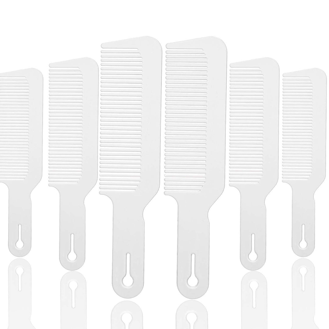 Boao 6 Pack Plastic White 9 X 2 Inch Hair Combs, Heat Resistant Anti-Static Flat Top Barber Clipper Combs For Clipper Cuts And F