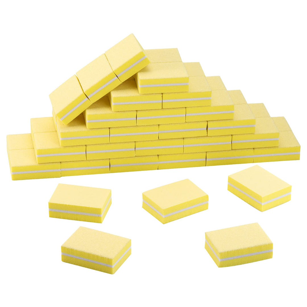 50 Pcs Mini Buffers For Nails 180/100 Grit Nail Buffers For Nail Care(Yellow)