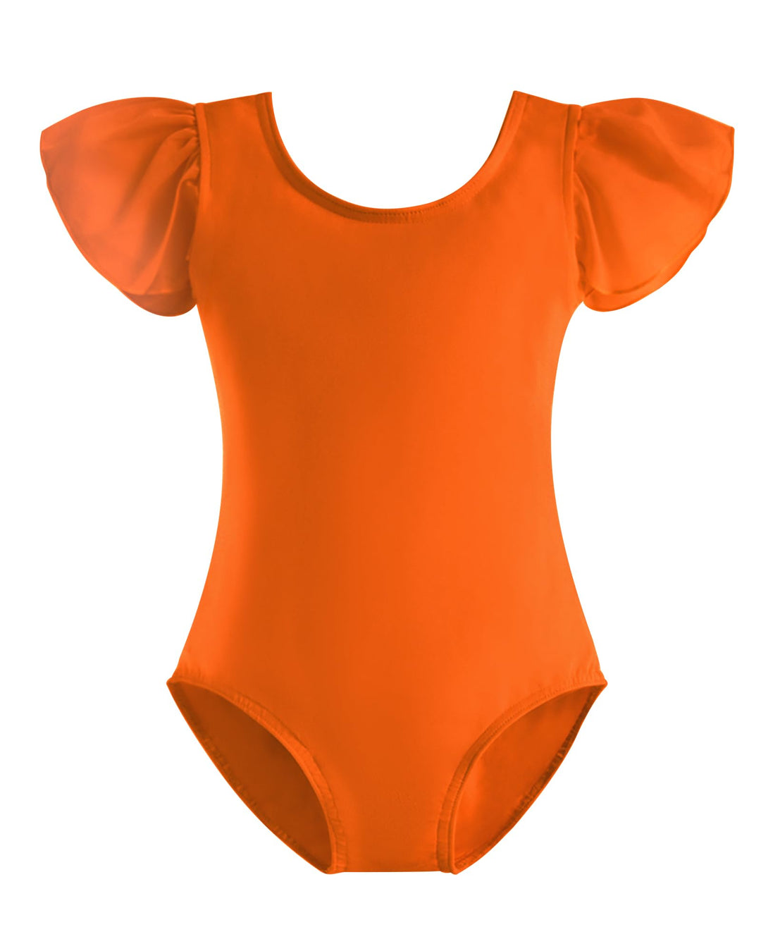 Stelle Girls Toddler Leotard for Ballet Dance Leotards Gymnastics Ruffle Short Sleeve Outfits (Orange,6-7 Years)