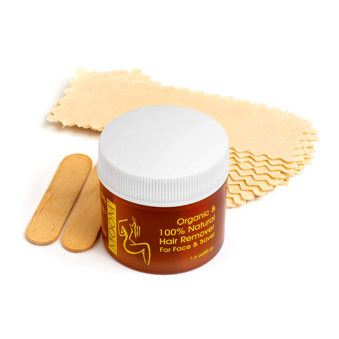 Moom - Facial Sugaring Wax Travel Kit, Hair Removal For Chin, Eyebrows & Upper Lip - Made With Aloe Vera & Tea Tree Oil - Includ