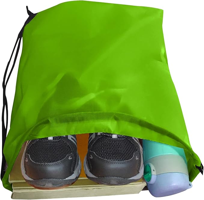 Drawstring Bags Bulk 14 Pcs Drawstring Backpack Bulk Cinch Bag Sackpack for Men Women Gym (Green)