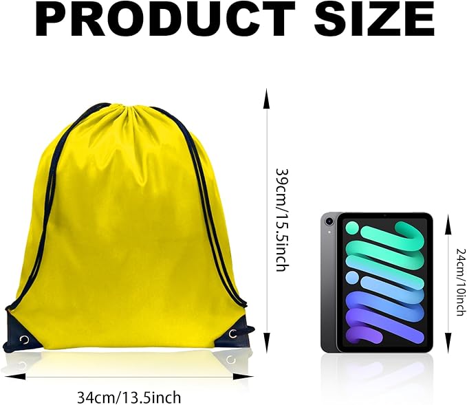 GoodtoU Drawstring Bags, Drawstring Backpack Bulk Nylon Backpack Draw String Back Bag Cinch Sack Drawstring Gym Bag String Backpack for Sport, Traveling, Team (Yellow, 16Pcs)