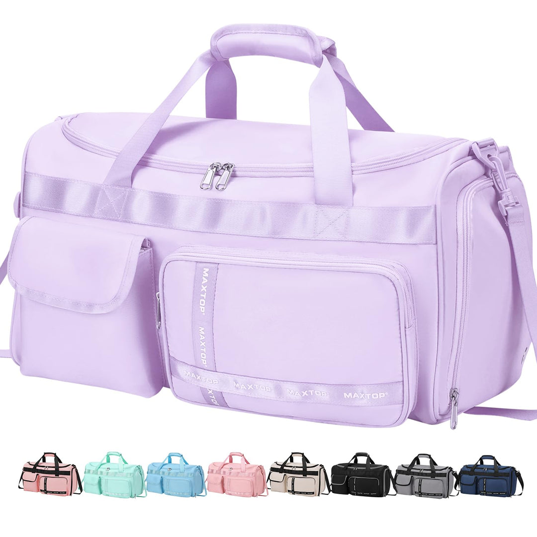 MAXTOP Gym Bag for Women With Shoe Compartment Sports Travel Duffel Bag, Carry On Bag Weekender Overnight Bag, Gym Tote Bags for Swimming Yoga Dance Purple