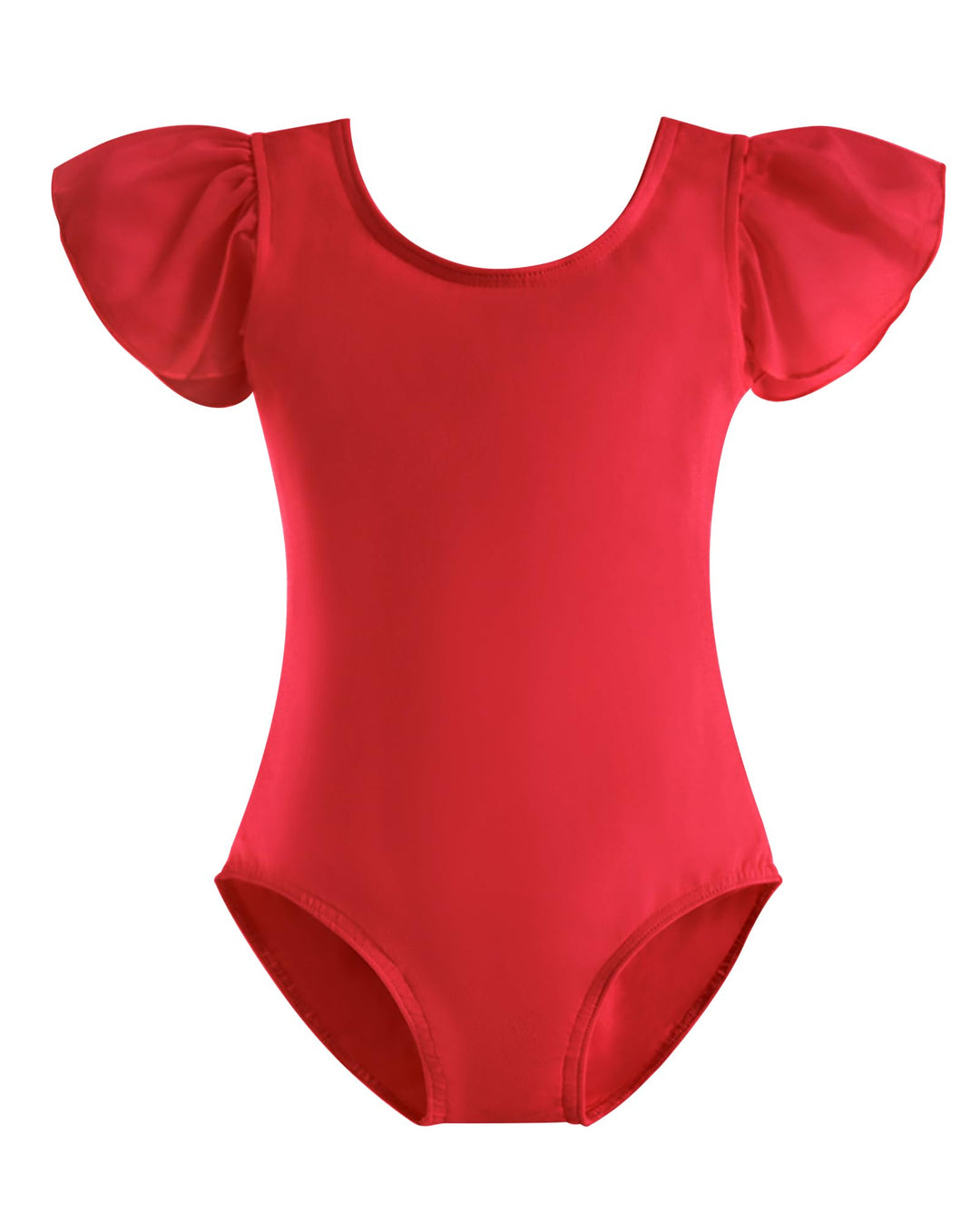 Stelle Girls Toddler Leotard for Ballet Dance Leotards Gymnastics Ruffle Short Sleeve Outfits (Red,6-7 Years)