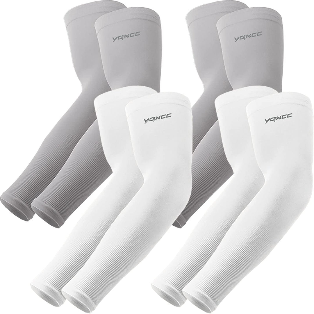 YQXCC 4 Pairs Arm Sleeves, Cooling UV Sun Protection Sports Compression Sleeves for Men Women, Golf Basketball Arm Sleeves