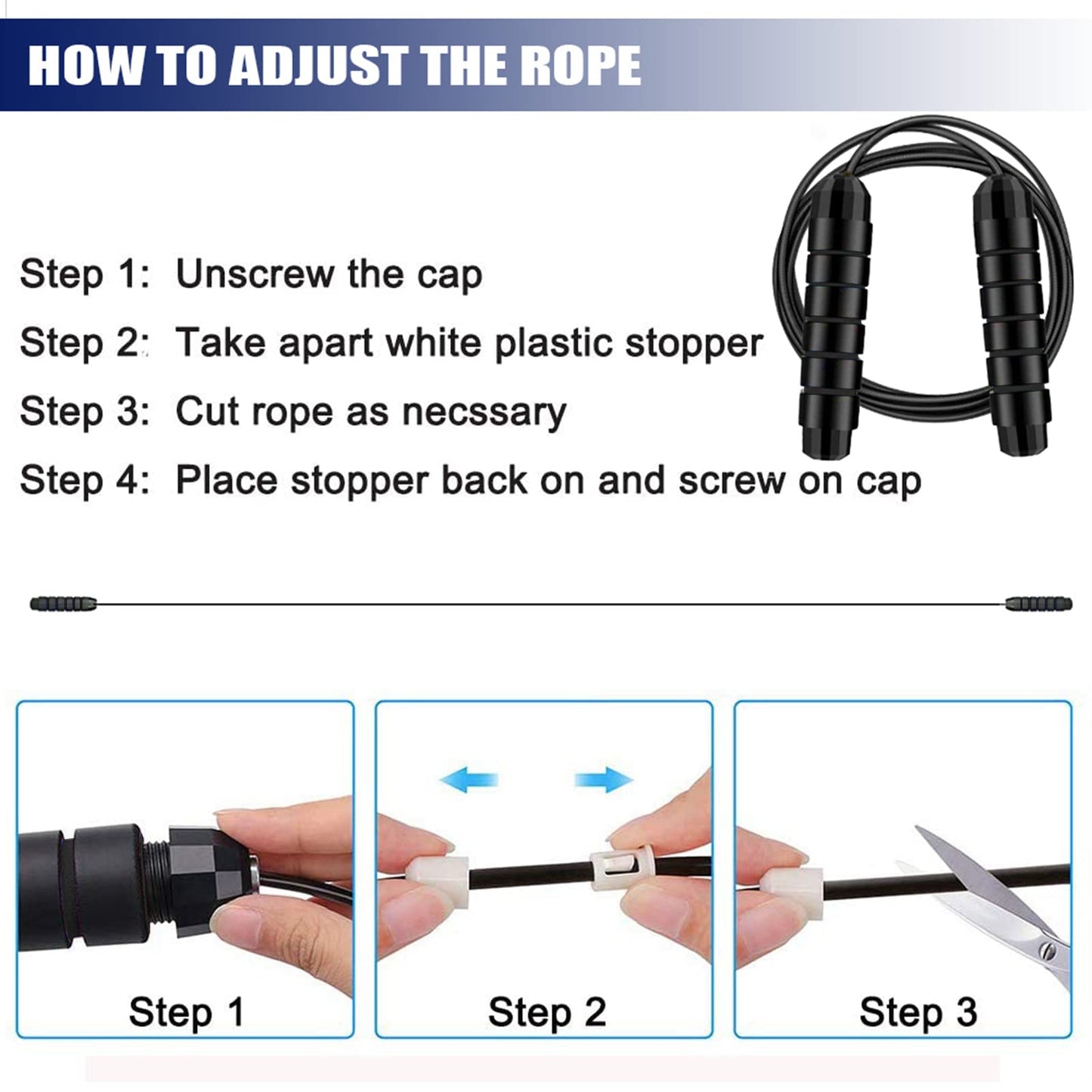 Redify Jump Rope,Jump Ropes for Fitness for Women Men and Kids,Speed Jumping Rope for Workout with Ball Bearings,Adjustable Skipping Rope for Exercise&Slim Body at Home School Gym (Blue,Black)