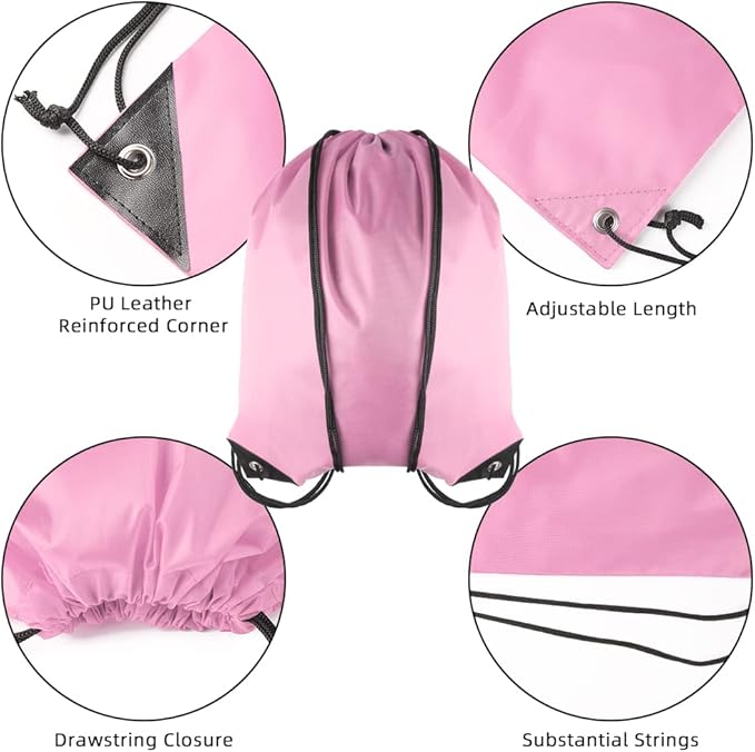 GoodtoU Drawstring Bags Bulk 48 Pcs Drawstring Backpack Gym Drawstring Bags Pink String Backpack for Women