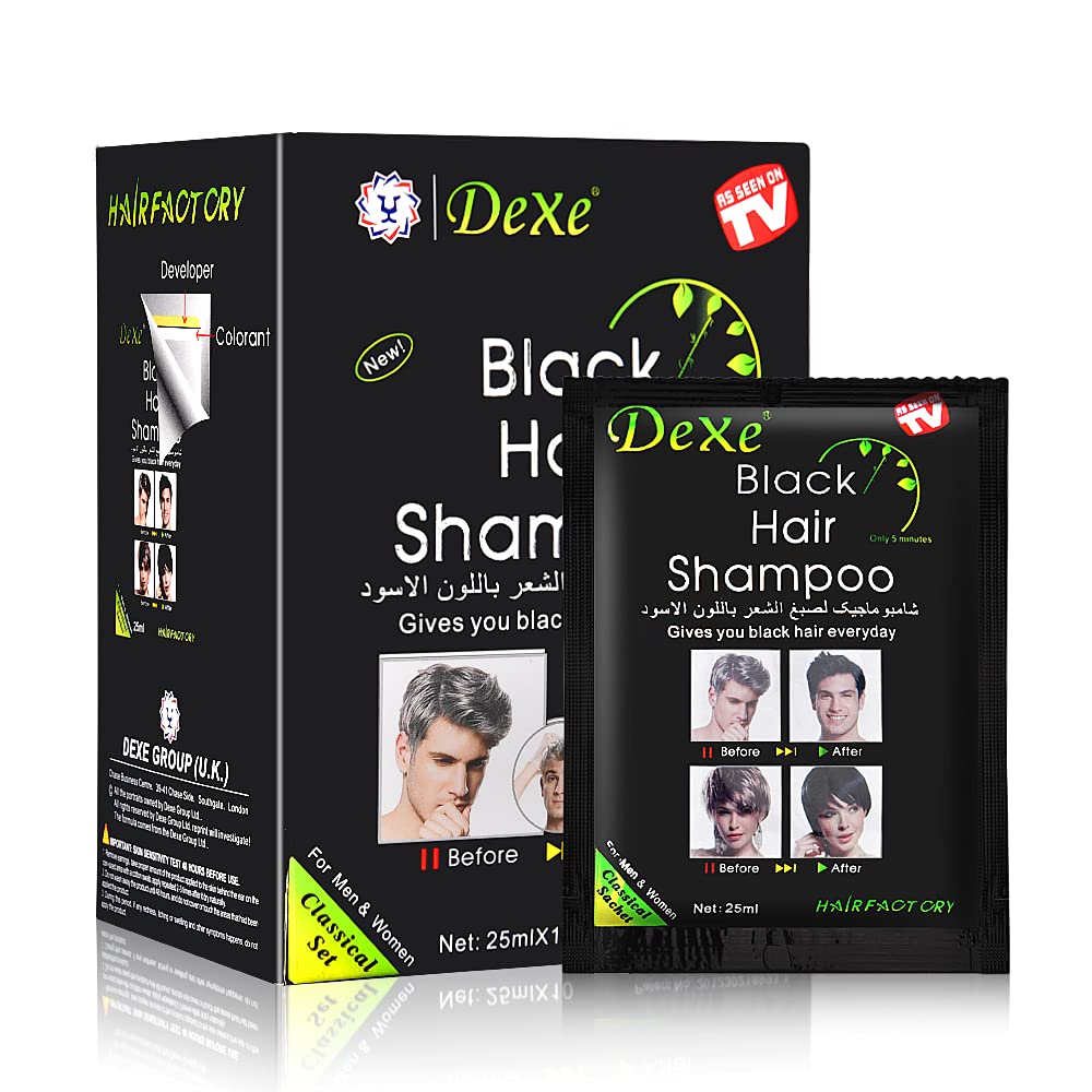 Yuolita 10 Pcs Hair Dye Shampoo For Men Women, Black, Natural Hair, Instant Hair Dye, Lasts 30 Days, Great Choice For Woman & Ma