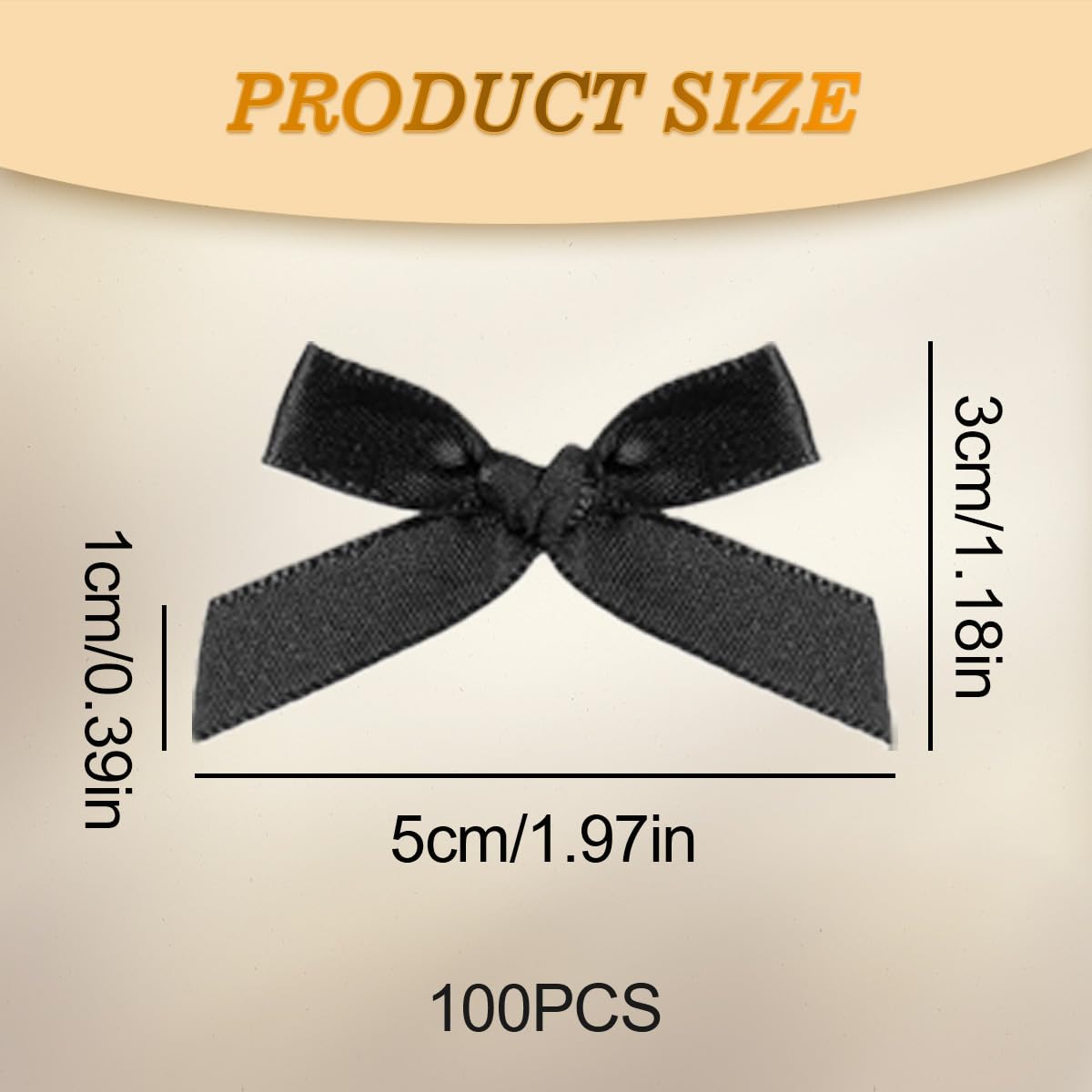 100 PCS Tiny Black Bows, Premade Satin Ribbon Bows Gift Wrapping Invitation Card Decoration Mini Polyester French Flower Bow DIY Crafts Small Cute Bows for Treat Bags Cake Pops Candy Wedding Favors
