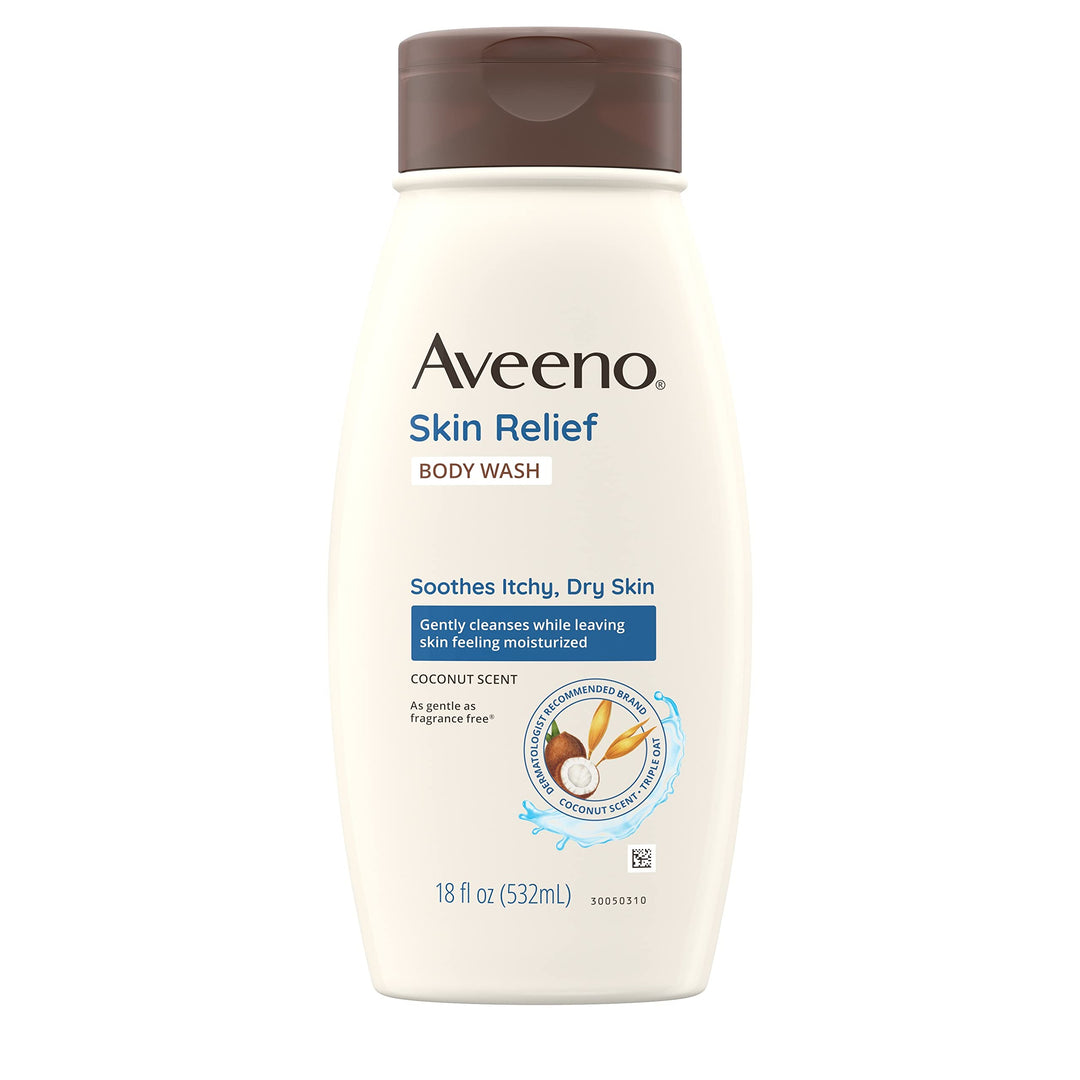 Aveeno Skin Relief Body Wash With A Gentle Coconut Scent & Soothing Triple Oat, Cleanser For Sensitive Skin Leaves Itchy, Dry Sk