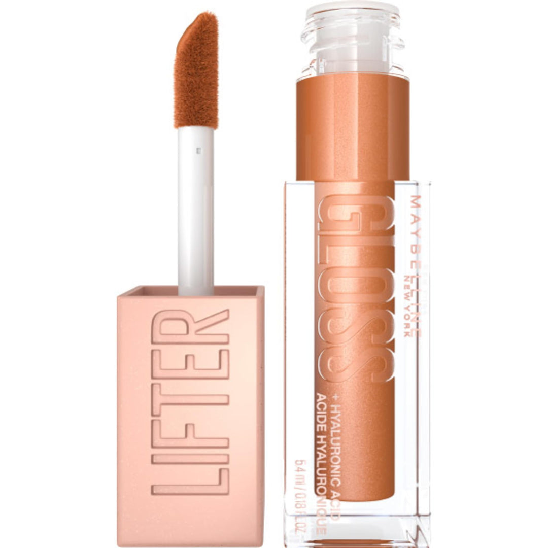 Maybelline Lifter Gloss, Hydrating Lip Gloss With Hyaluronic Acid, High Shine For Plumper Looking Lips, Gold, Warm Neutral, 0.18