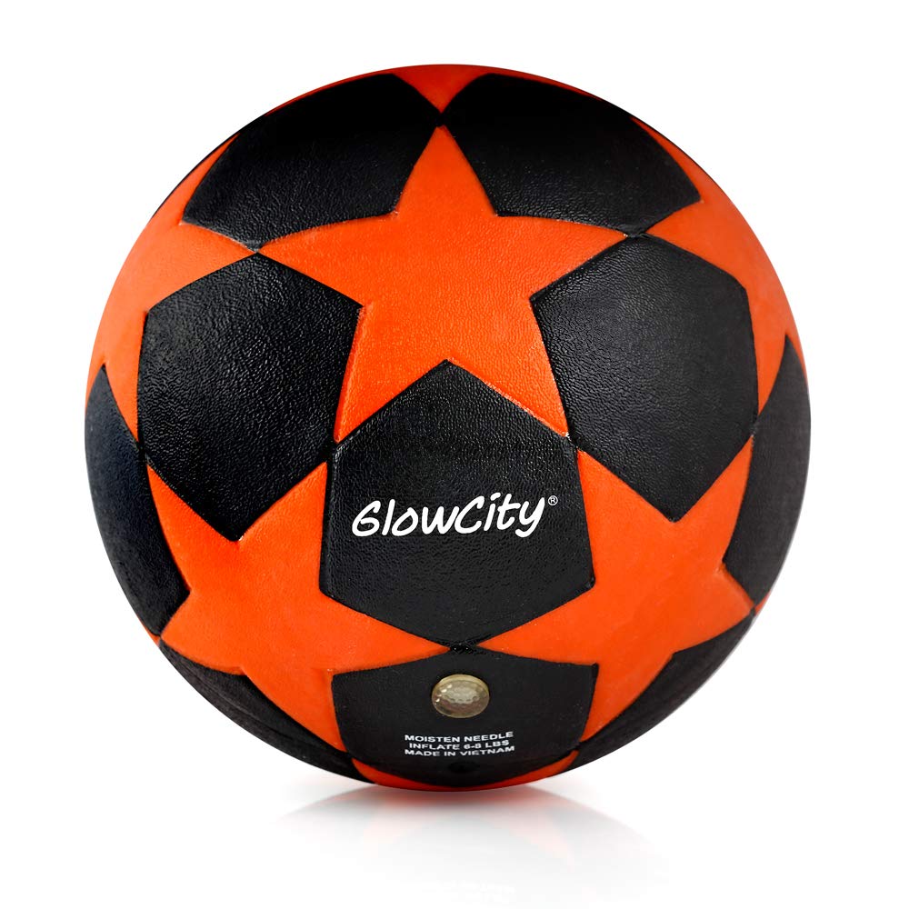 GlowCity Glow in The Dark Soccer Ball | Light Up Indoor/Outdoor Soccer Ball with 2 LED Lights | Pre-Installed Batteries | Fun Gift for Teens