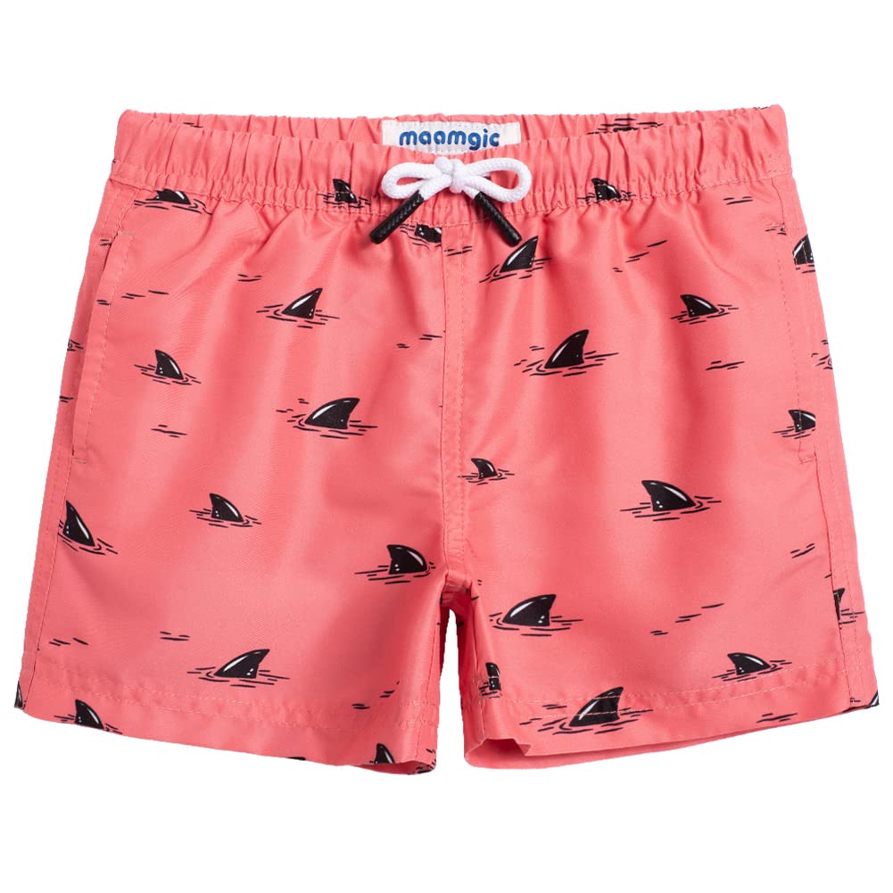 maamgic Boys Swim Trunks Toddler Swim Shorts Little Boys Bathing Suit Swimsuit Toddler Boy Swimwear,Pink Black Whale,2 T