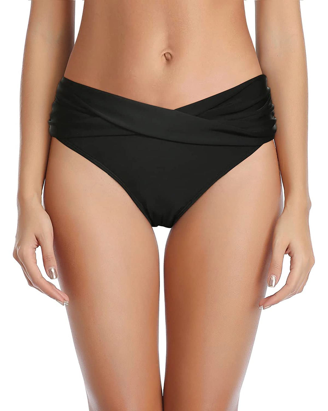 Tempt Me Women Black Twist Bikini Bottom Moderate High Cut Bathing Suit Bottoms Ruched Swimsuit Bottom 22 Plus