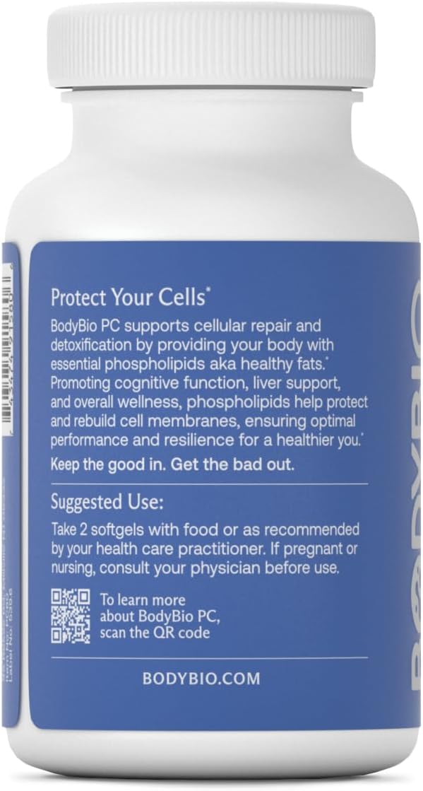 BodyBio PC - Phosphatidylcholine for Mental Clarity, Healthy Aging, Cellular Repair, and Gentle Daily Detoxification - 60 Softgels