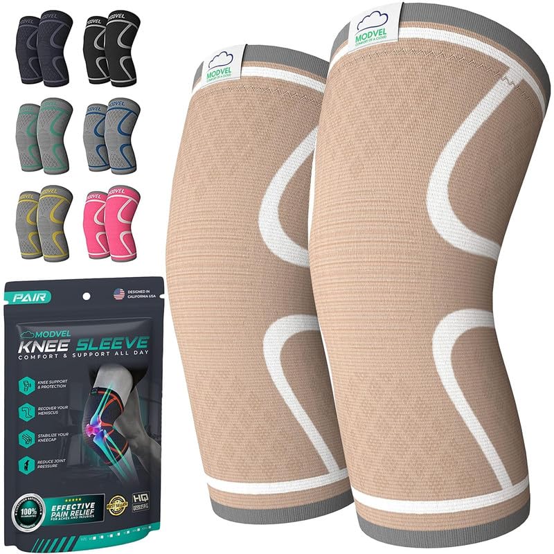 Modvel ELITE Knee Brace and Pads for Women & Men - Knee Braces for Pain Relief, Compression Sleeve for Meniscus Tear, ACL, Arthritis | Knee Pads with Padding for Running & All Sports