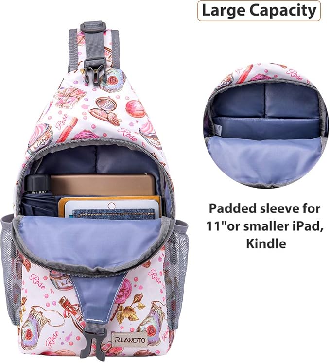 ZOMAKE Sling Bag for Women Men, Small Crossbody Sling Backpack, Mini Water Resistant Shoulder Daypack for Travel, Anti Thief Chest Bag for Hiking, Sports(Cosmetic White)