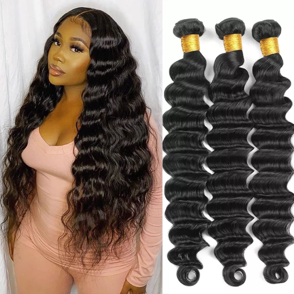 Loose Deep Wave Bundles Human Hair 18 20 22 Inch 100% Unprocessed Virgin Brazilian Remy Loose Deep Wave Human Hair Weave Bundles