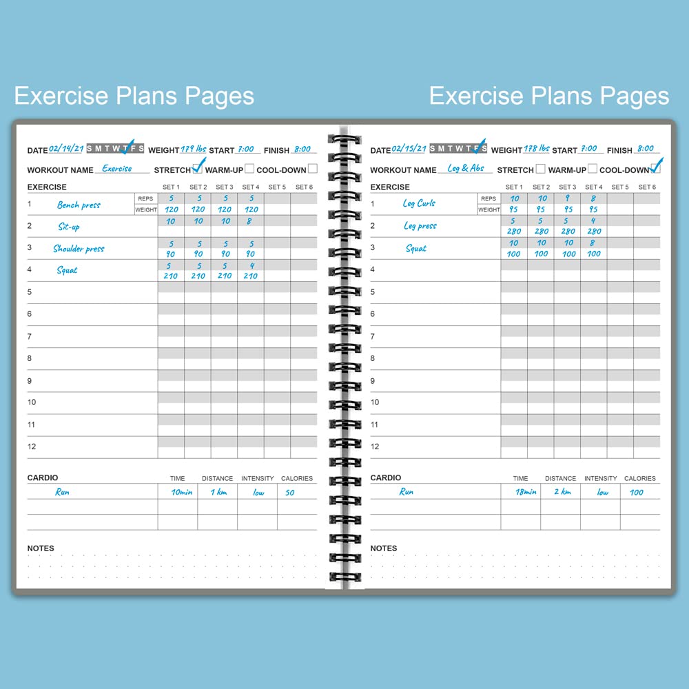 Fitness Planner for Women & Men - A5 Workout Log Book/Exercise Workout Log to Track Weight Loss, GYM, Bodybuilding Progress - Daily Health & Wellness Workout Journals, 5.8X8.25 In Workout Book