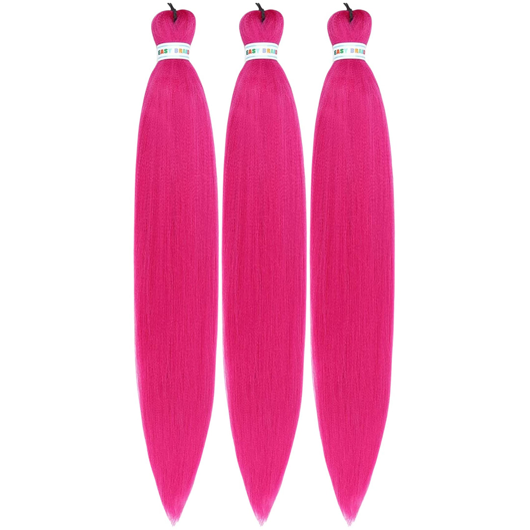 Leticia Magenta Pink Pre Streched Braiding Hair Easy To Use Pre Feathered Braiding Hair 30Inch Braids Hair