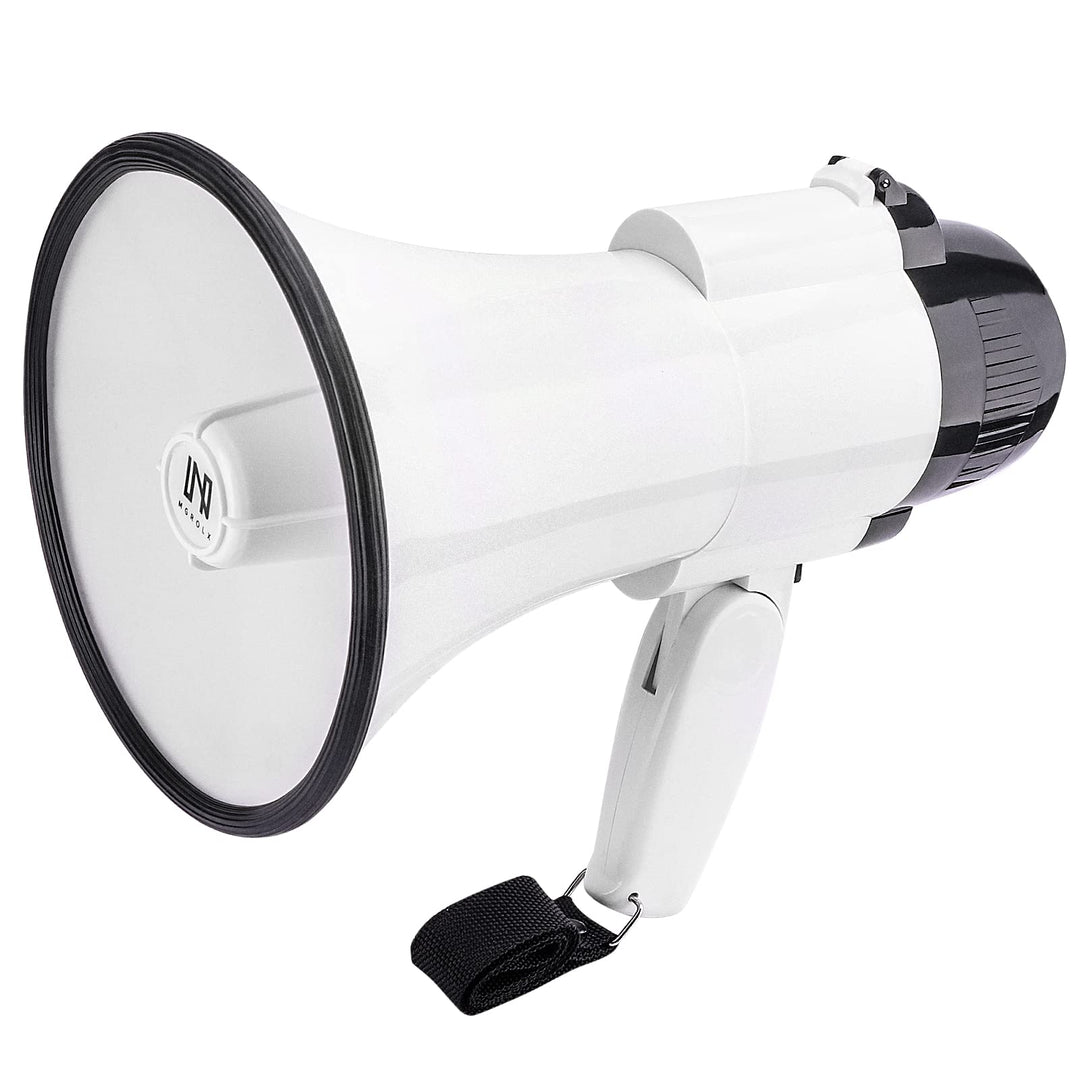 MGROLX Portable Megaphone Bullhorn-Loud Speaker-Built-in Siren/Alarm-Music-30 Watt Power & 800 Yard Range-Sliding Volume Adjustment-Powerful and Lightweight-for Cheerleading Coach and Referee-ER46