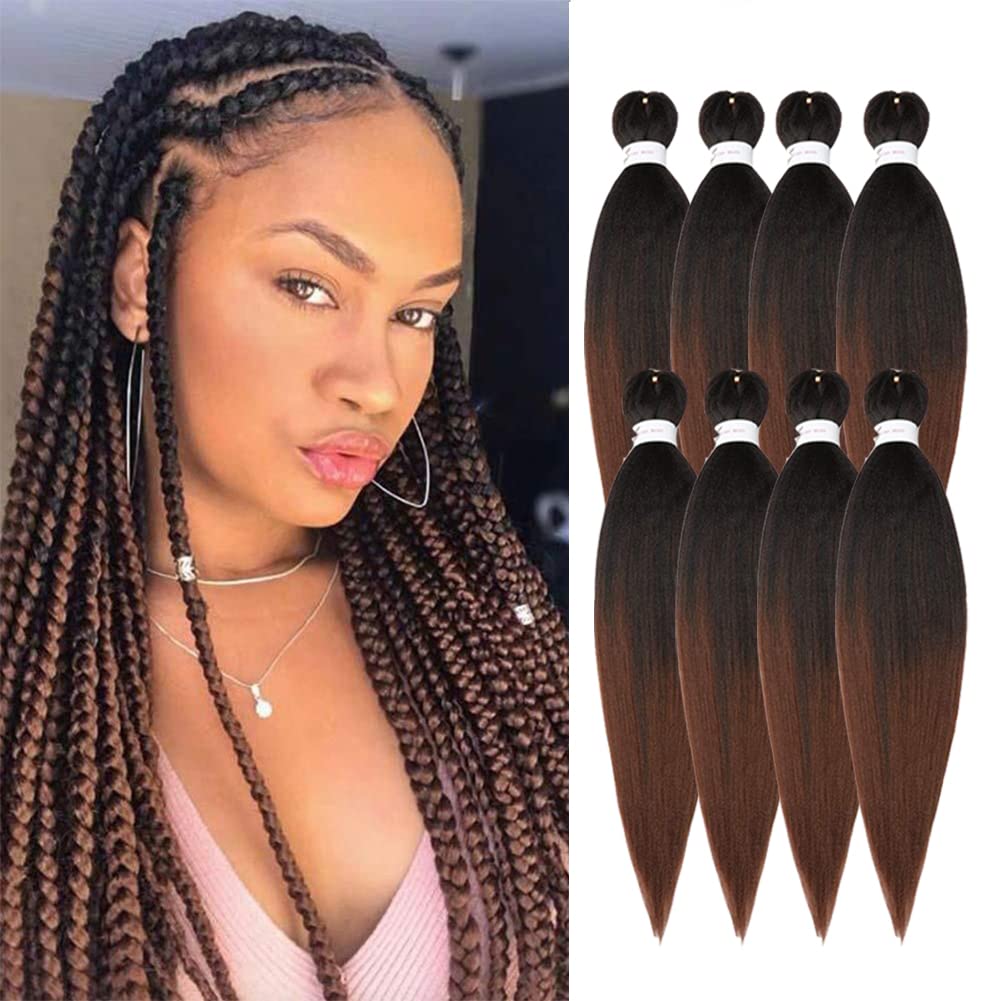 Pre-Stretched Braiding Hair Extension Professional Crochet Braiding Hair 32 Inch 8 Packs Yaki Synthetic Crochet Twist Hair Ombre