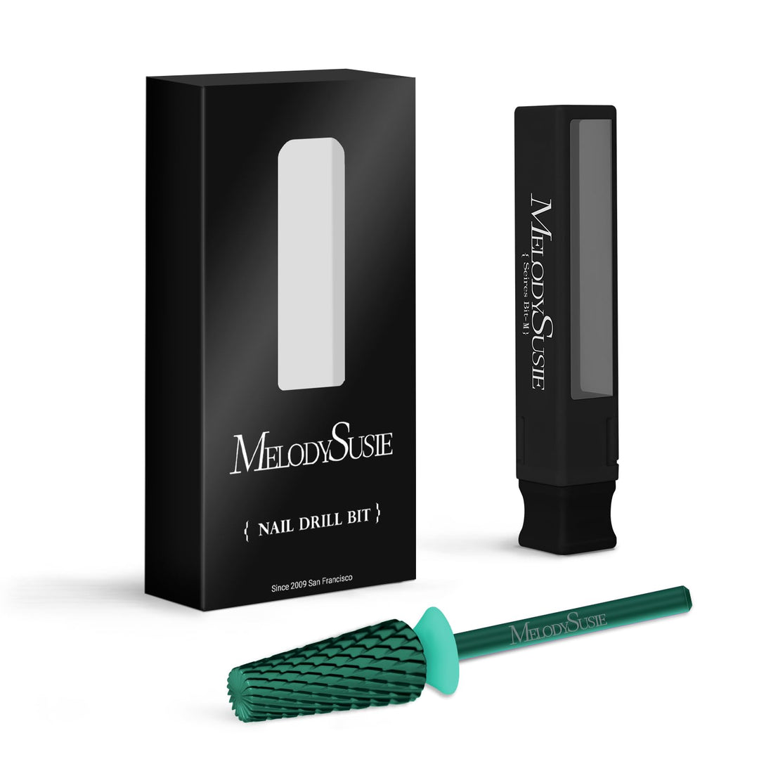 MelodySusie Super Cut Edition 5 in 1 Nail Drill Bits, 3/32'' Carbide Tungsten Multi-function Bits, Suitable for Manicure Pedicure Cuticle Gel Polishing, Green, Series Bit-M, C