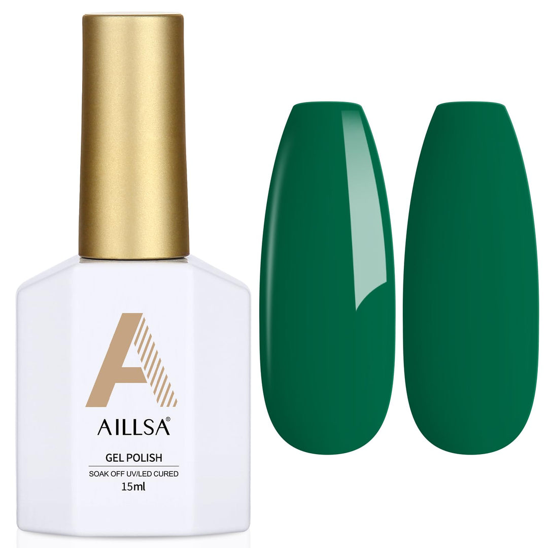 Aillsa Green Gel Nail Polish Shamrock Green Gel Polish Pine Green Spring Gel Polish Long Lasting Bright Color Opaque Gel Polish
