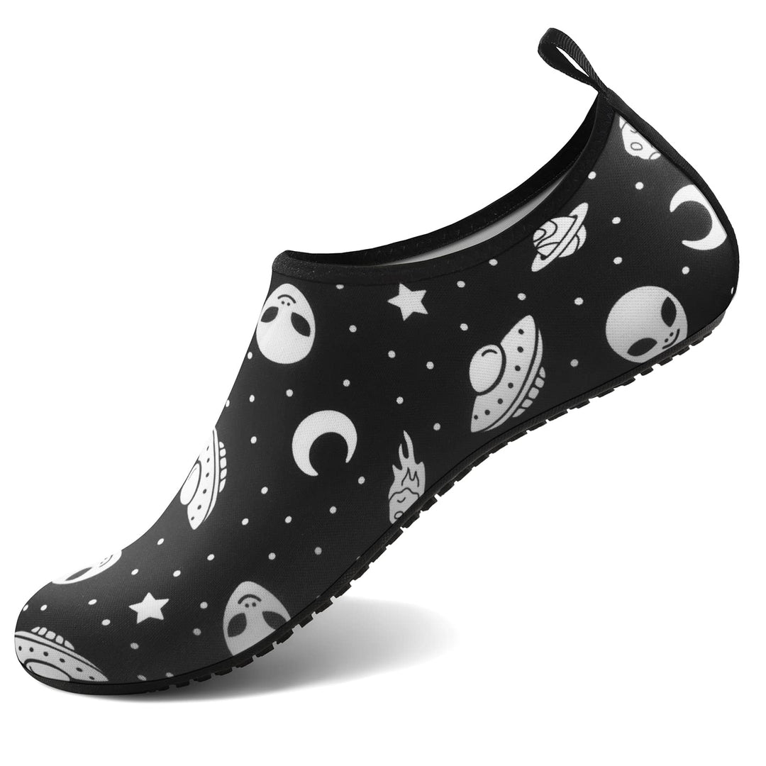 Water Socks for Women Men Adult Aqua Swim Shoes Beach River Pool Barefoot Yoga Exercise Wear Sport Accessories Quick-Dry Must Haves Size 5-6Women/4-5Men(Planet Alien Black)