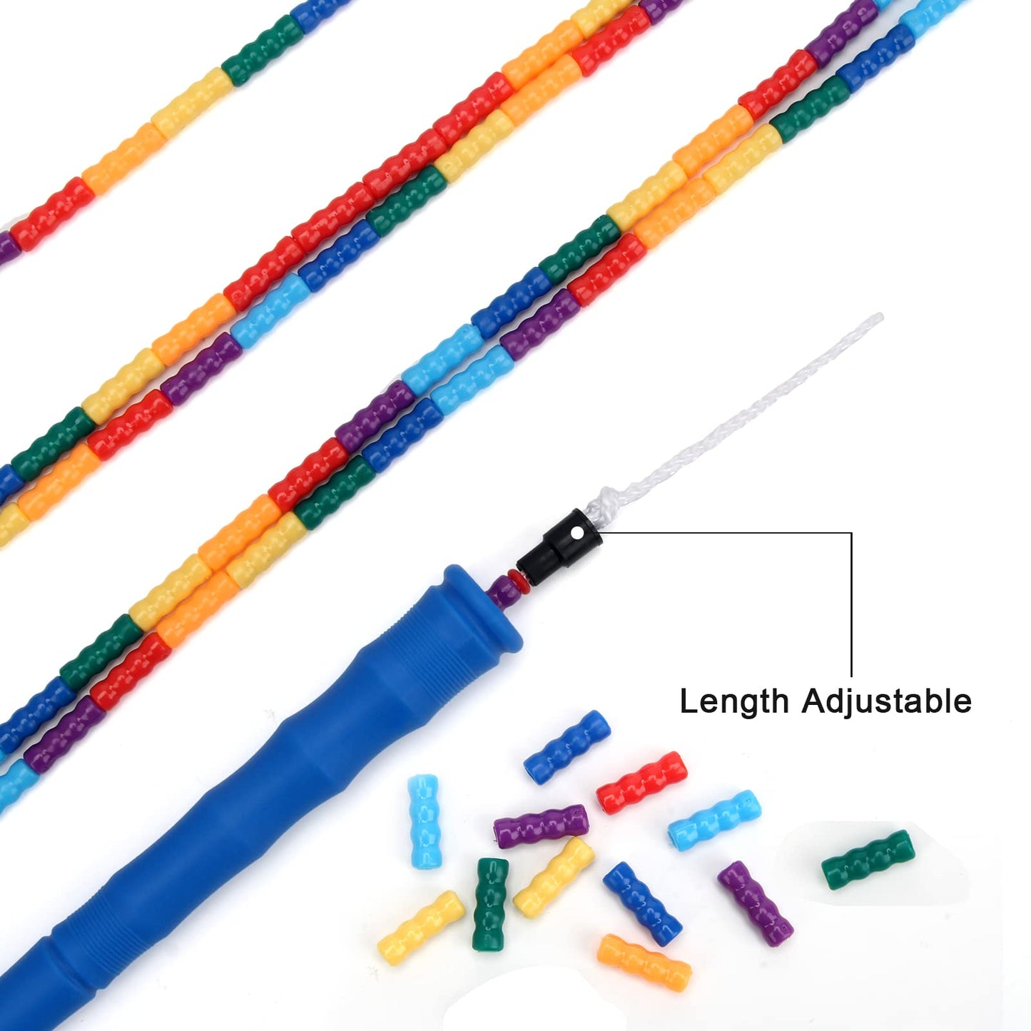 Coolrunner 16 FT Long Jump Rope(2 PACK), Double Dutch Jump Rope, Soft Beaded Skipping Rope for Kids Adults, Plastic Segmented Jump Rope, Long Enough for 4-5 Jumpers (Blue2)