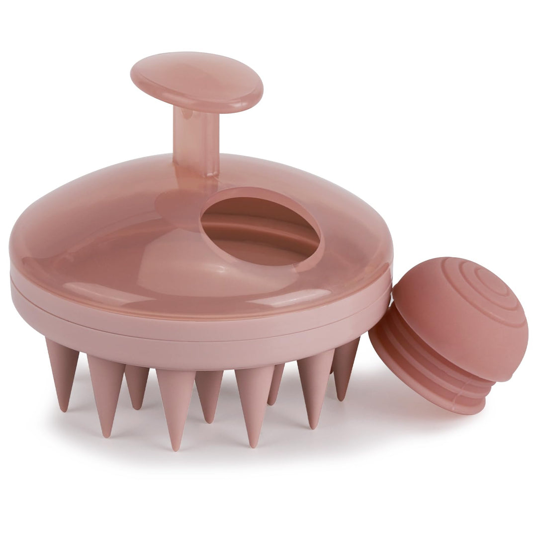 Btyms Hair Scalp Scrubber Shampoo Brush With Dispenser, Silicone Head Scrubber Scalp Massager Hair Washing Brush Exfoliating Bru