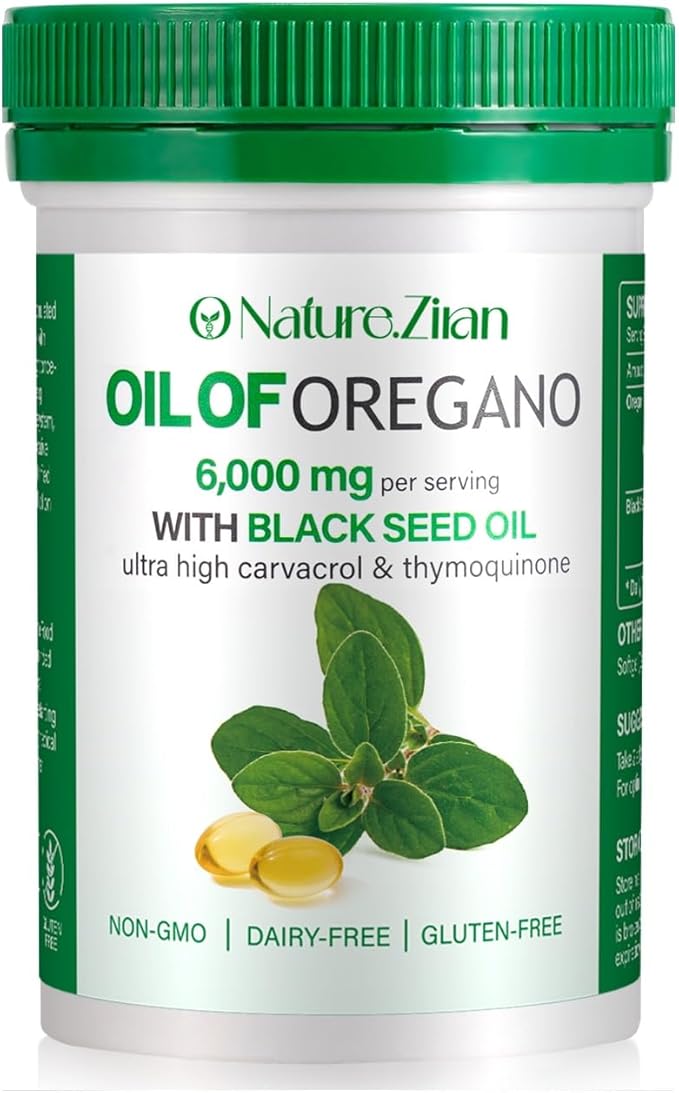 Oil of Oregano Softgel - 6000mg Oil of Oregano with Black Seed Oil 2 in 1, Organic Oregano Oil Extract, Natural Antioxidants Fitness, Immune Support, Non-GMO & Gluten Free - 120 Count