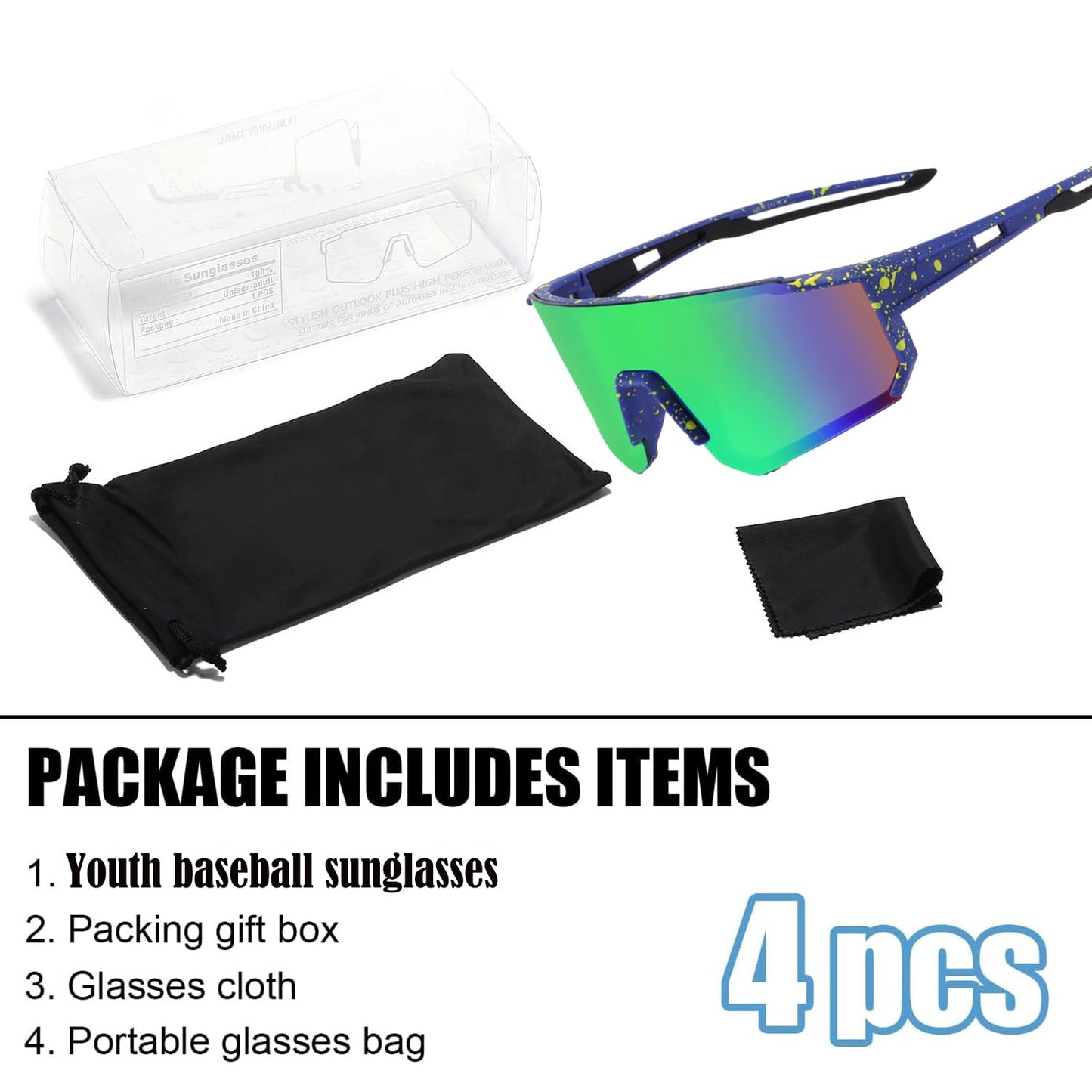 Youth Baseball Sunglasses For Boys Girls,UV400 Kids Sports Sunglasses,Cycling glasse Running Golf