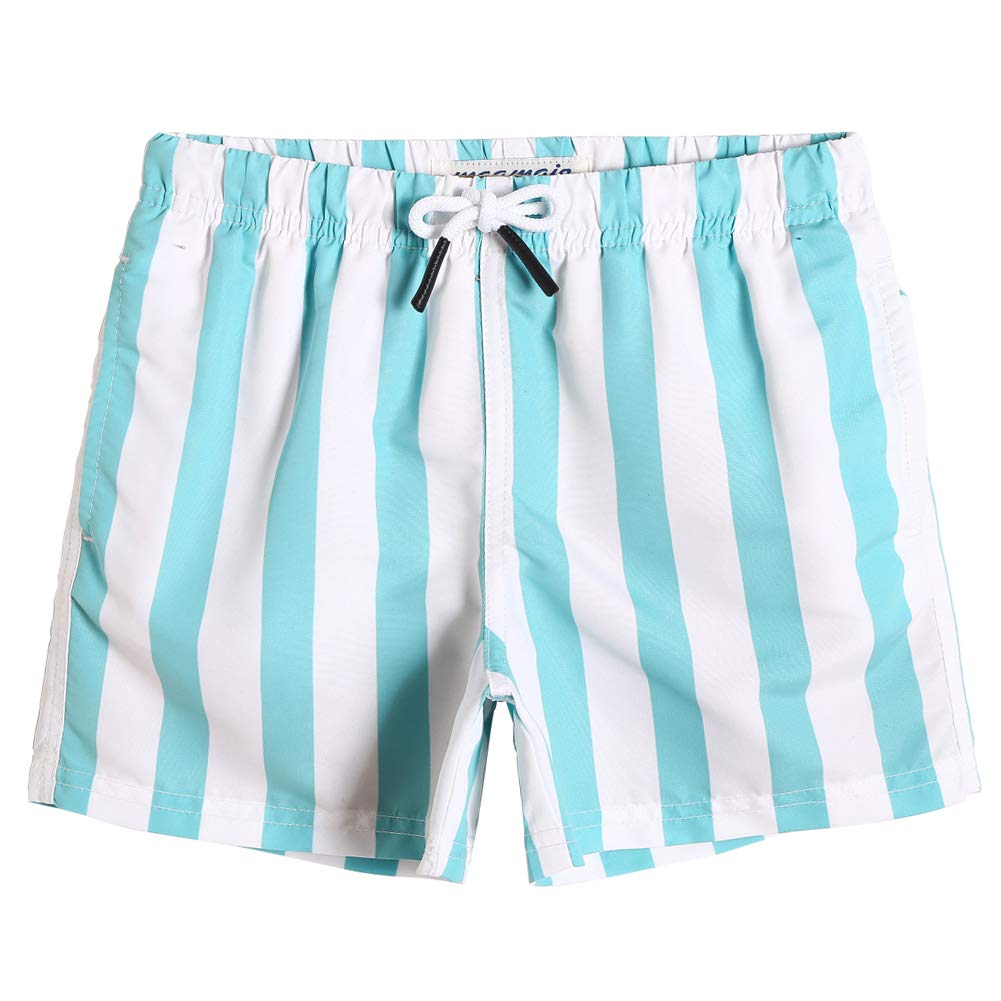 maamgic Boys Swim Trunks Toddler Swim Shorts Little Boys Bathing Suit Swimsuit Toddler Boy Swimwear,Stripe Greenwhite,2 T