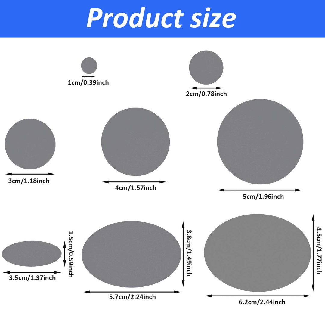 80 Pieces Down Jacket Patches Nylon Repair Tape Self-Adhesive Repair Patch with 8 Sizes for Jacket Tent Outerwear Repair, Round and Oval Shape (Dark Grey)