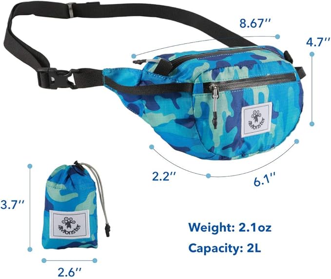 4Monster Hiking Waist Packs Portable,Water Resistant Fanny Bag with Adjustable Strap,Lightweight Crossbody Chest Bag Slim Bag