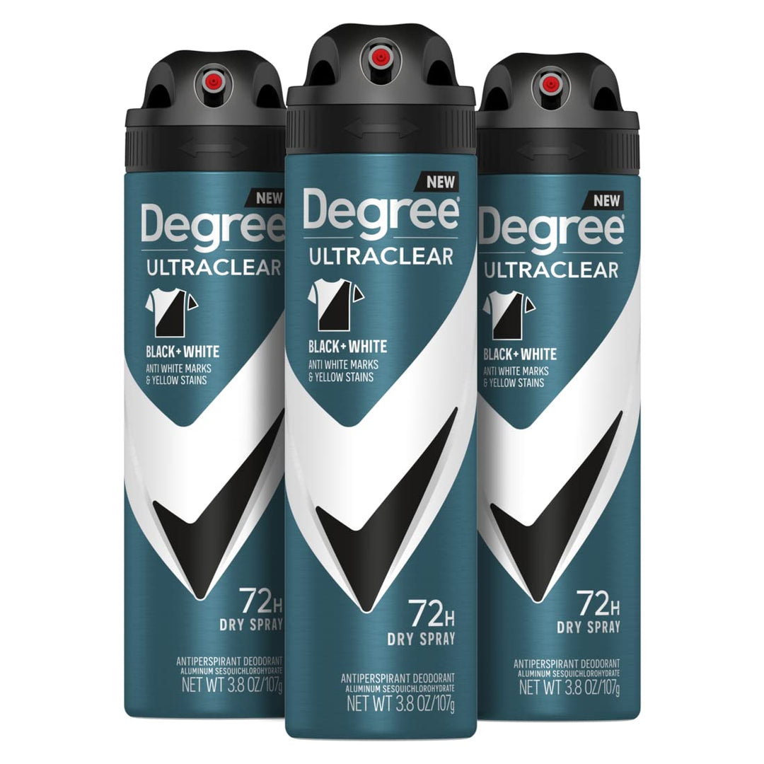 Degree Men Antiperspirant Deodorant Dry Spray Black + White Protects from Deodorant Stains Antiperspirant for Men with MotionSen