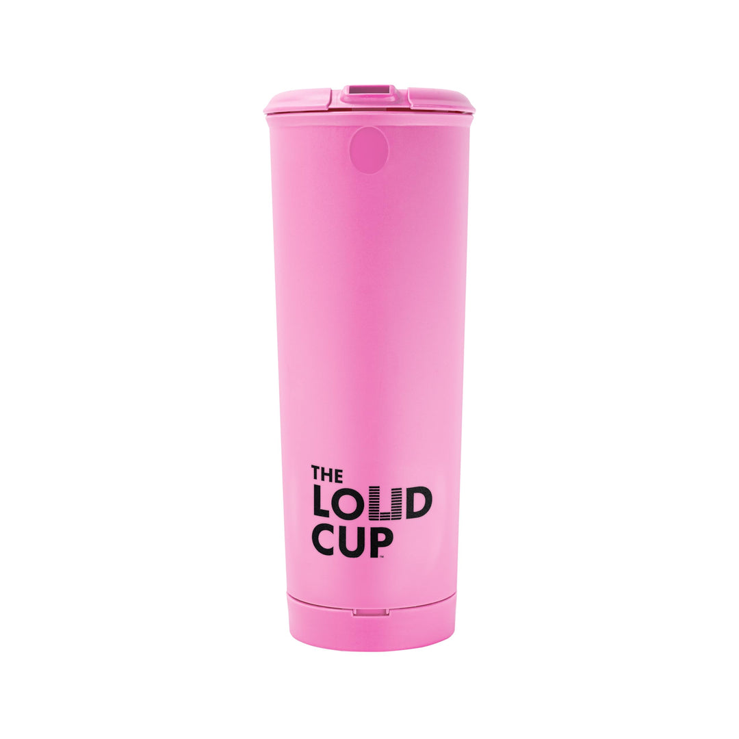 The LoudCup 20 oz Tumbler + Stadium Horn with Snap-Fit Lid (Flamingo Pink) - Insulated Cup Reusable Water Bottle Coffee Travel Mug - Worlds Loudest Cup for Game Day