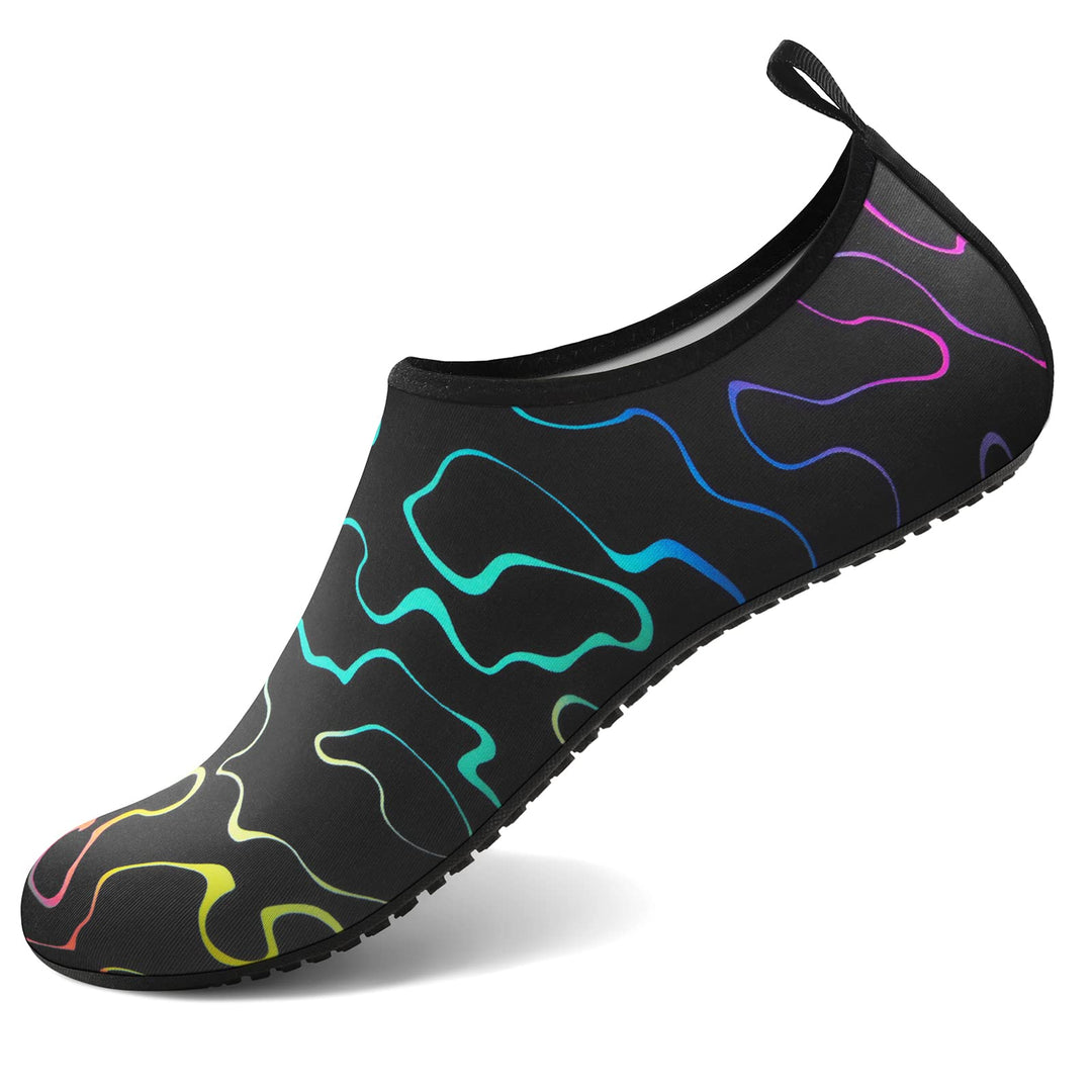 Water Socks for Women Men Adult Aqua Swim Shoes Beach River Pool Barefoot Yoga Exercise Wear Sport Accessories Quick-Dry Must Haves Size 5-6Women/4-5Men(N-Laser stripe)