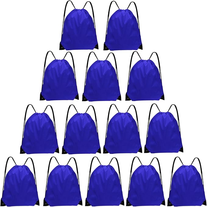 Drawstring Bags Bulk 14 Pcs Drawstring Backpack Bulk Cinch Bag Sackpack for Men Women Gym (Navy Blue)