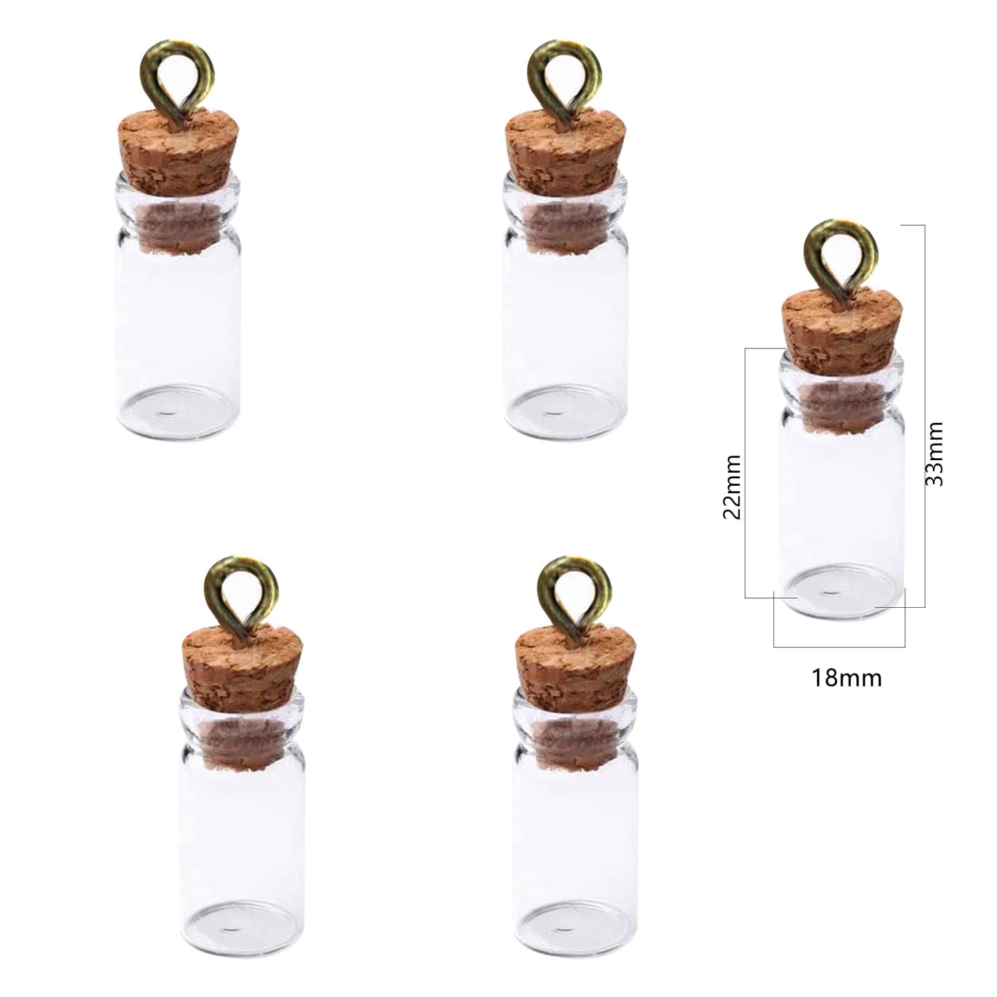 10 PCS Small Glass Bottles With Cork Lids, Mini Stoppers Snuff Kit 1ml Empty Spell Jars Miniature Potion Bottles Small Message Tiny Wishing for DIY Crafts Decoration