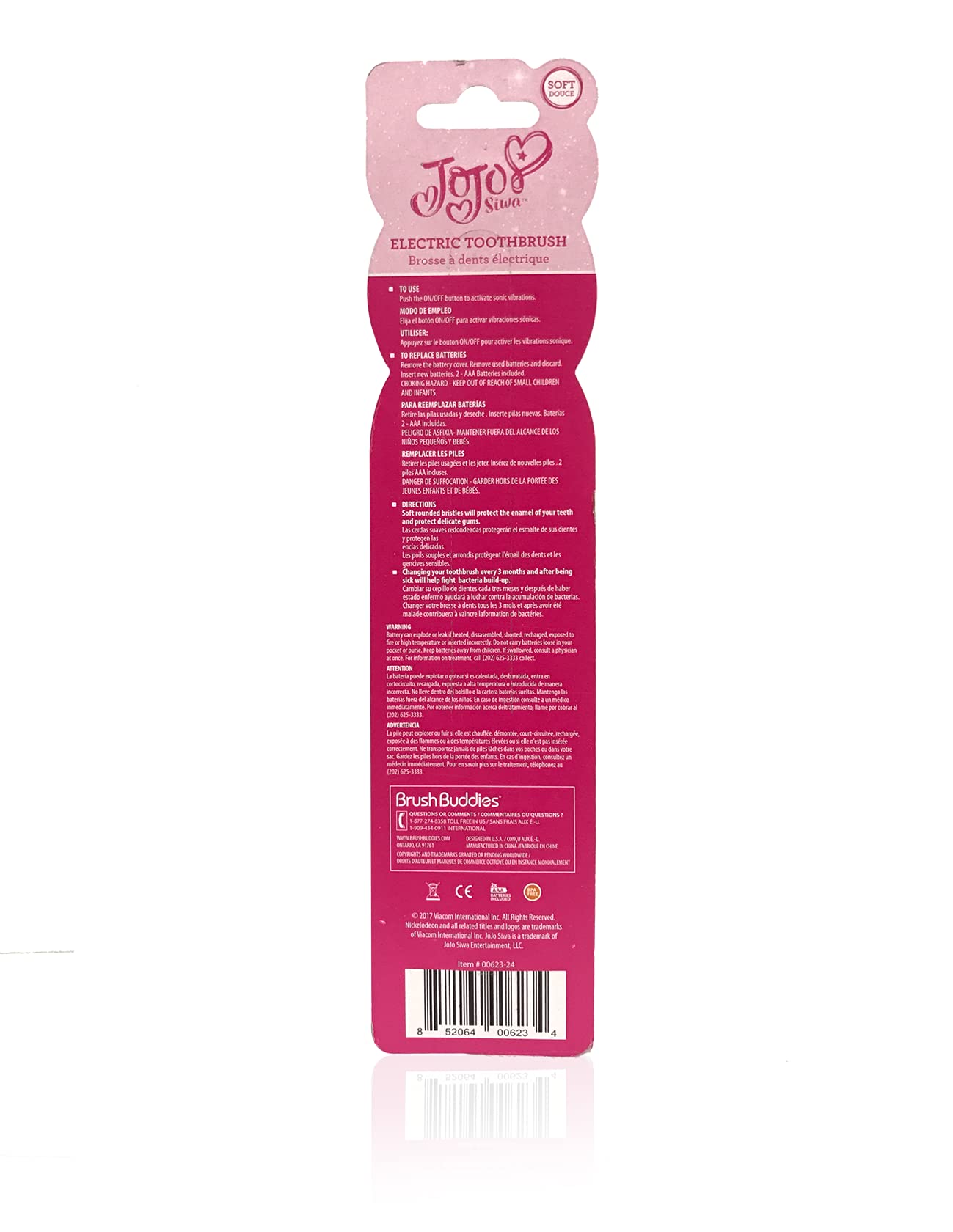 Brush Buddies JoJo Siwa Electric Toothbrush for Kids, Kids Sonic Toothbrush, Battery Powered Toothbrush, Toddler Toothbrush, Children's Oral Care