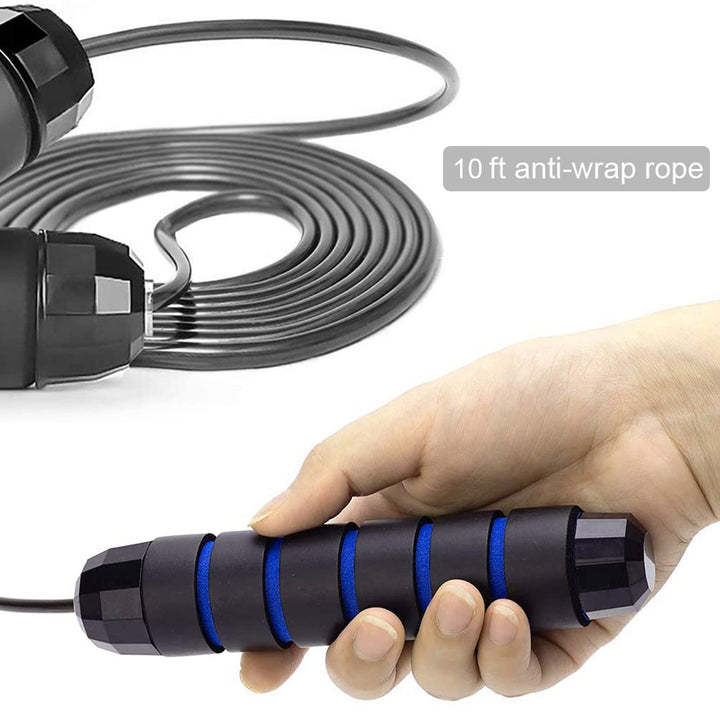 Redify Jump Rope,Jump Ropes for Fitness for Women Men and Kids,Speed Jumping Rope for Workout with Ball Bearings,Adjustable Skipping Rope for Exercise&Slim Body at Home School Gym (Blue,Black)