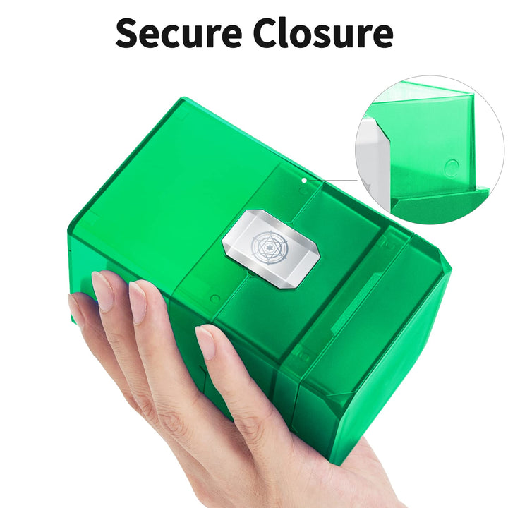 Sooez Heavy Duty MTG Deck Card Box with Dice Storage, 100+ Deck Case Boulder, Perfect Deck Holder for MTG Commander/YuGiOh/TCG and Sports Cards (Green)