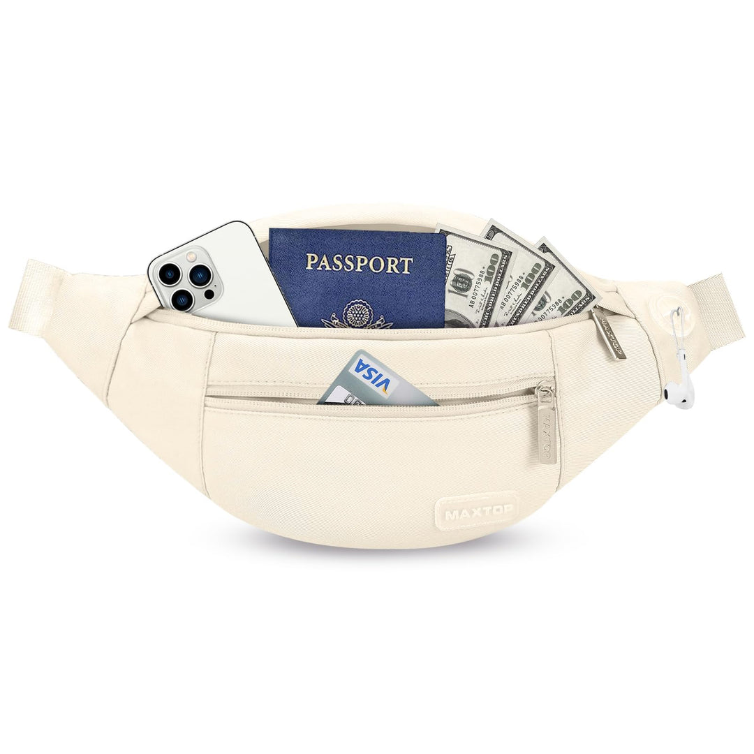 MAXTOP Large Crossbody Fanny Pack with 4-Zipper Pockets,Gifts for Enjoy Sports Festival Workout Traveling Running Casual Hands-Free Wallets Waist Pack Phone Bag Fits All Phones